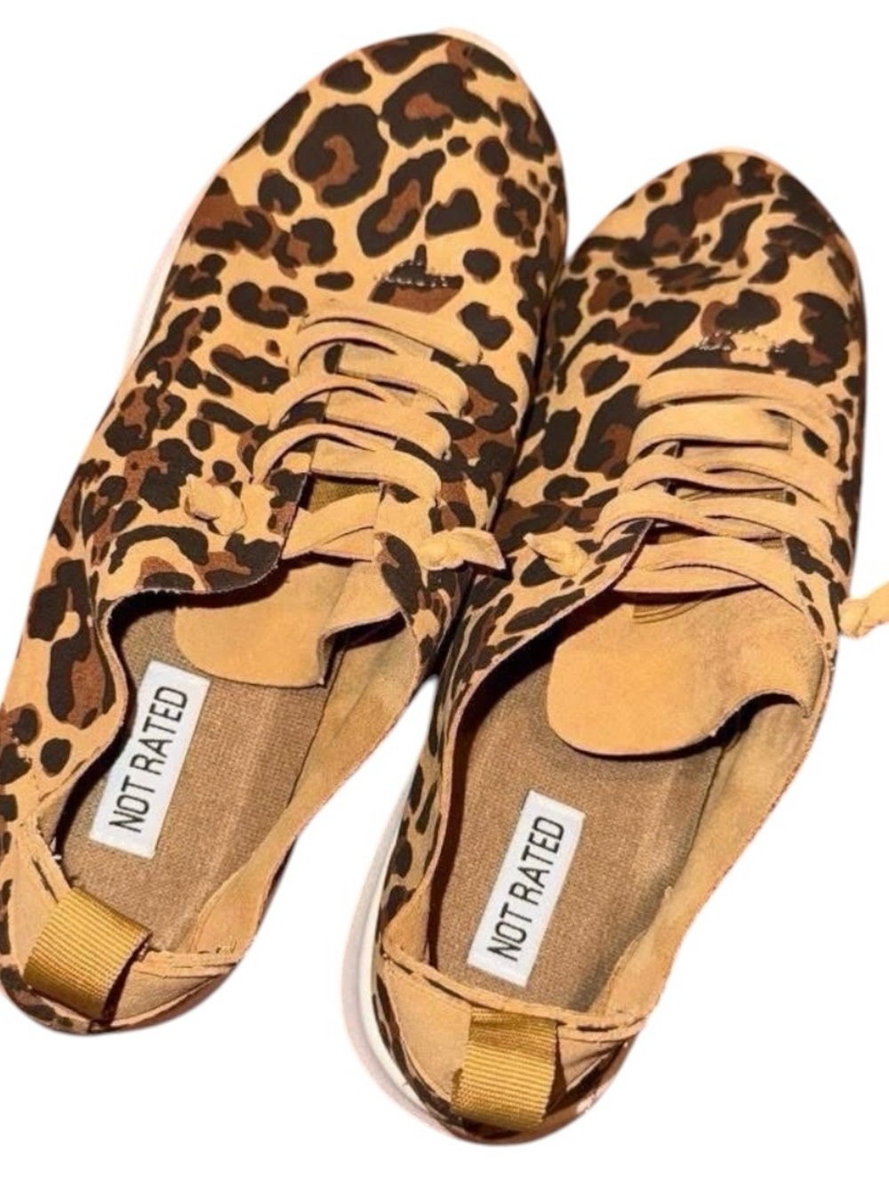 “NOT RATED” Leopard Print Lace-Up Sneakers - Tan & Brown - BRAND NEW - Size 7 👟